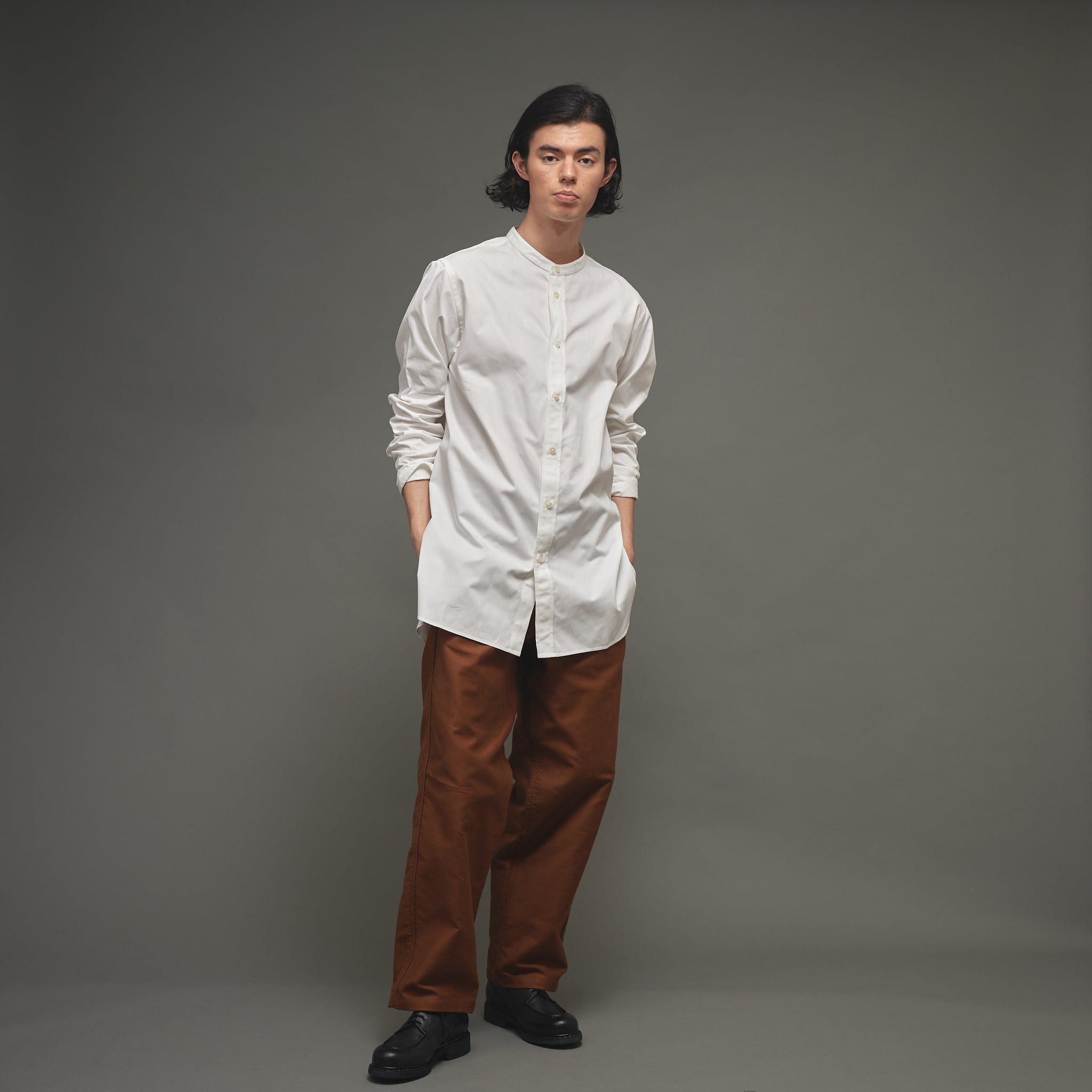 Le Sans Pareil / ルサンパレイユ 】 COTTON TWILL BAND COLLAR SHIRTS